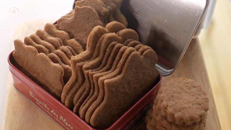 caramelized fresh cookies in a cute cookie box